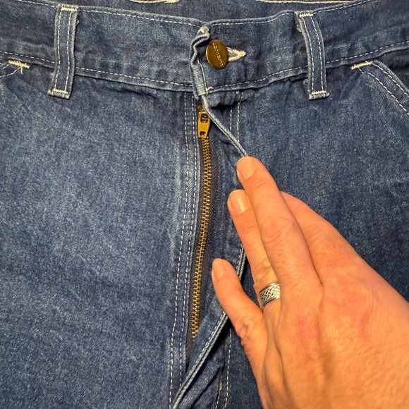 Vtg Carhartt USA Made Baggy Jeans Dungaree Fit Denim Mens 31x33 Carpenter‎ 90s - Picture 8 of 13